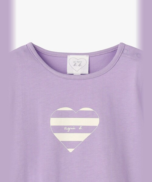 ワンピース ベビー ロゴ ボーダー プリント コットン 半袖 ワンピース ”Heart キッズ 子供服の画像