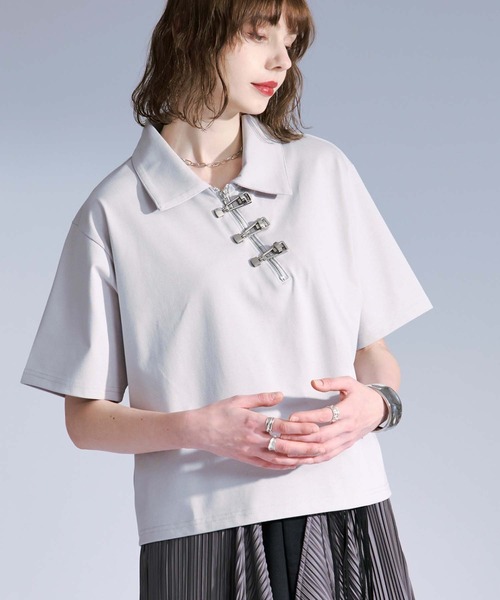 Ellno Loset（エルノロゼット） ポロシャツ 半袖 メタルバックルハーフ