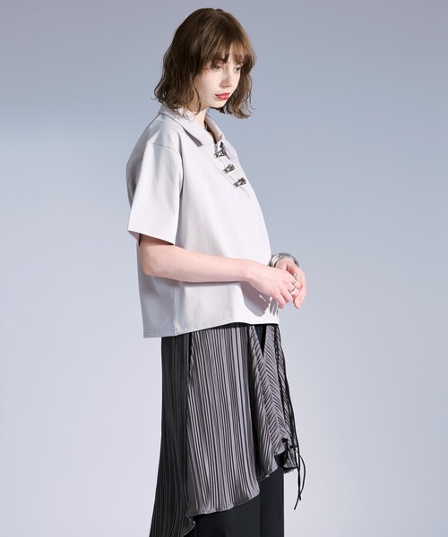 Ellno Loset（エルノロゼット） ポロシャツ 半袖 メタルバックルハーフ