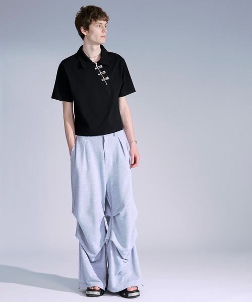Ellno Loset（エルノロゼット） ポロシャツ 半袖 メタルバックルハーフ