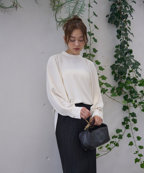 「Rouge vif」 長袖ブラウス フリー ネイビー レディース_画像4