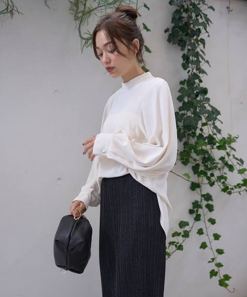 「Rouge vif」 長袖ブラウス フリー ネイビー レディース_画像6