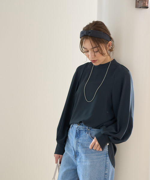 「Rouge vif」 長袖ブラウス フリー ネイビー レディース_画像8