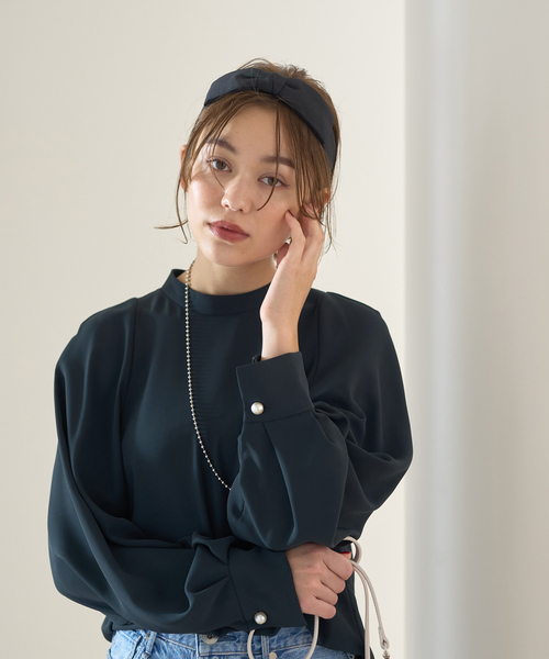 「Rouge vif」 長袖ブラウス フリー ネイビー レディース_画像9