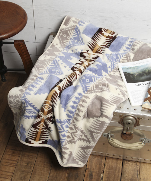 ペンドルトン ブランケット ホルダー付き ネイビー×ホワイト PENDLETON（ペンドルトン） ブランケット 「ソファカバーとしても