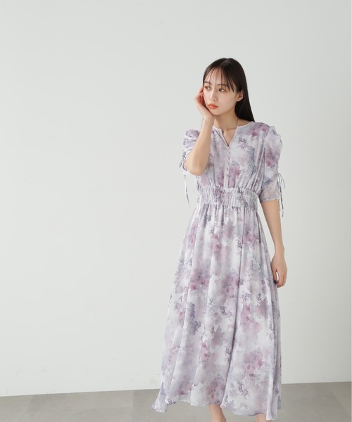 ワンピース ◇シマーフラワープリントワンピース JILL by