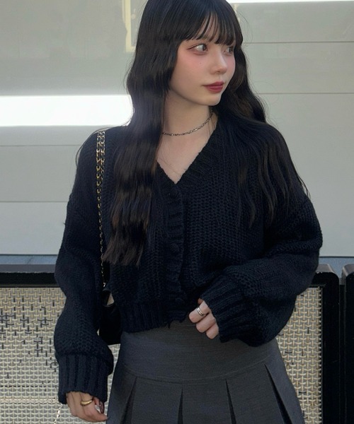 Ada. カーディガン 1枚で着回し力抜群 くるみボタン ショート丈