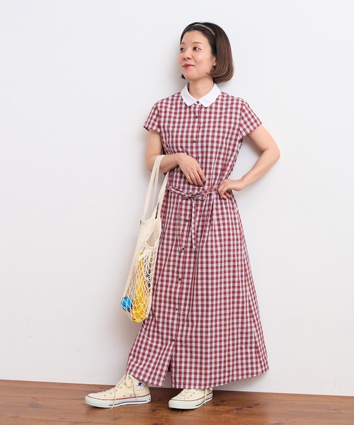 ワンピース ギザタータン キャップスリーブ クレリックシャツ 
