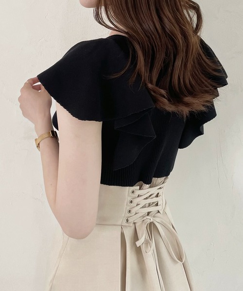 JUNOAH ワンピース ニットドッキングプリーツワンピース