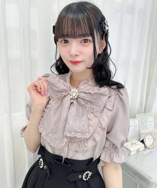 ROJITA（ロジータ） ブラウス シャツ 半袖 レーシーリボン半袖ブラウス