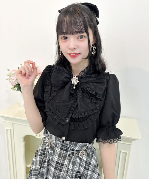 ROJITA（ロジータ） ブラウス シャツ 半袖 レーシーリボン半袖ブラウス