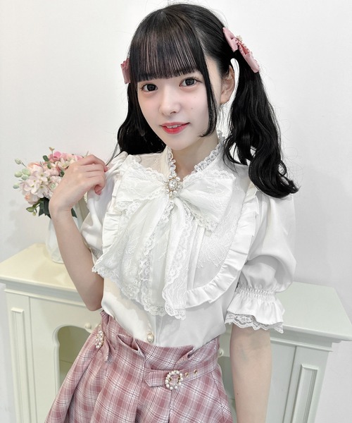 ROJITA（ロジータ） ブラウス シャツ 半袖 レーシーリボン半袖ブラウス