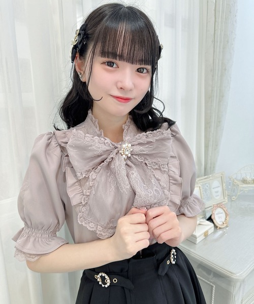 ROJITA（ロジータ） ブラウス シャツ 半袖 レーシーリボン半袖ブラウス 