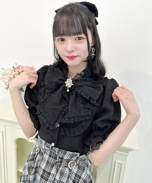 ROJITA（ロジータ） ブラウス シャツ 半袖 レーシーリボン半袖ブラウス