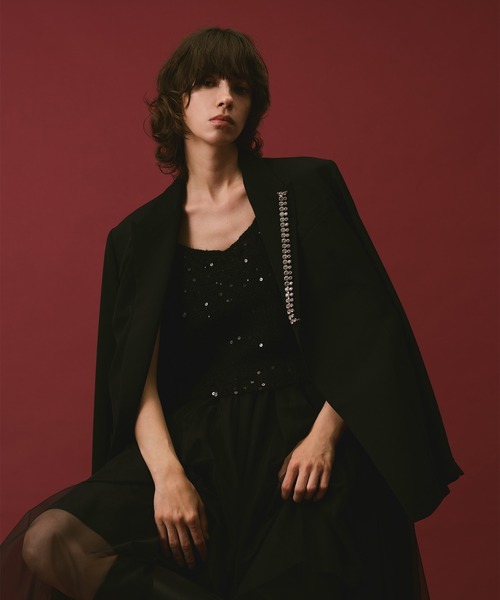 allureville ブラック テーラードジャケット allureville ジャケット テーラードジャケット ビスコースウール