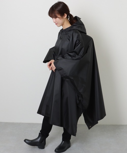 [美品]PARIGOT 黒 ポンチョ・ケープコート　サイズフリー 美品]PARIGOT 黒 ポンチョ・ケープコートサイズフリー