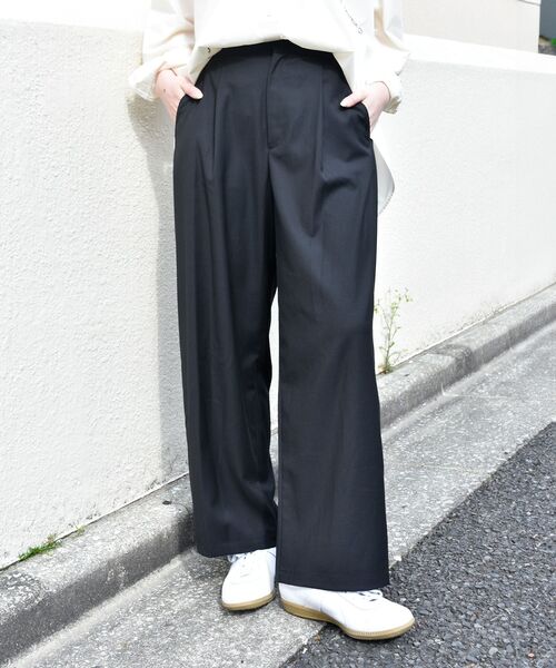 le.coeur blanc パンツ サイドベルトタックワイドパンツ