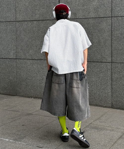 Perushu パンツ ダブルニーワイドハーフパンツ メンズ レディース