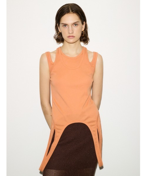 THROW by SLY タンクトップ ノースリーブ LAYERED HOLE TANK
