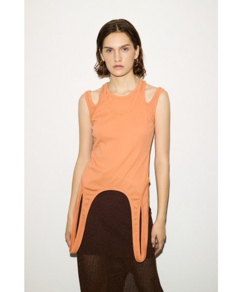 チェーンレイヤードノースリーブ AZUL BY MOUSSY タンクトップ ノースリーブ ギャザービスチェ