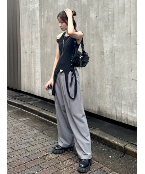 タンクトップ ノースリーブ THROW LAYERED HOLE TANK TOPS レイヤード ホール タンク トップス レディース THROW by SLY タンクトップ ノースリーブ LAYERED HOLE TANK