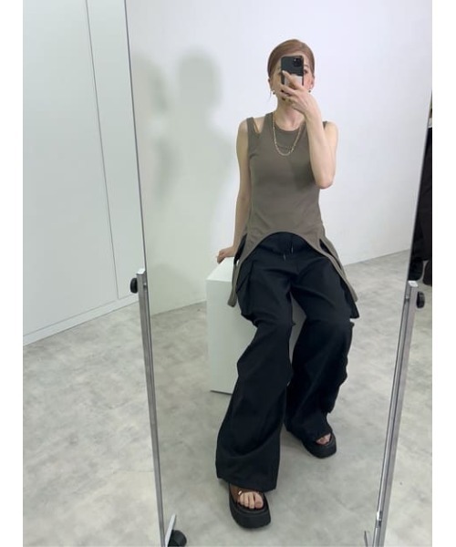 THROW by SLY タンクトップ ノースリーブ LAYERED HOLE TANK