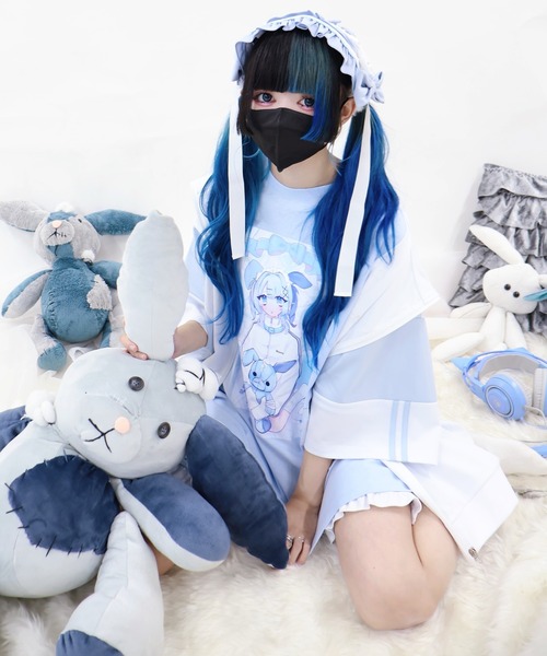 Amazon | 青うさぎ星人 Tシャツ | Tシャツ・カットソー 通販