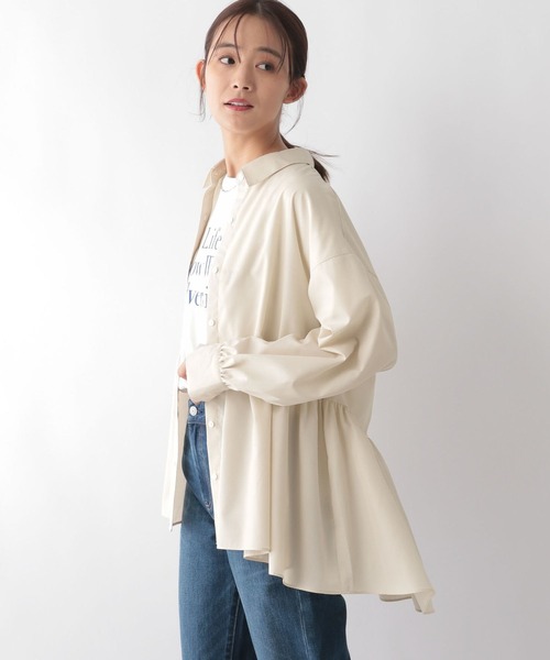 【PREMIUM】【最高級★LUXURY STYLE】【全2色】タイポイント長袖ブラウス　アイボリー ピンク【wini-t4704top】( vdh )(250128) ニッセン ブラウス 大きいサイズ レディース 7分袖 ジョーゼット