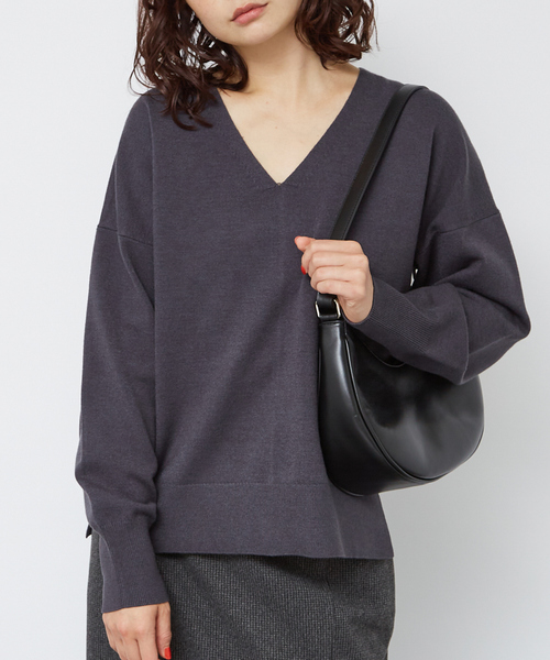 ニット セーター Vネックドロップスリーブハイゲージニット レディース Rouge vif ニット セーター Vネックドロップスリーブハイゲージ