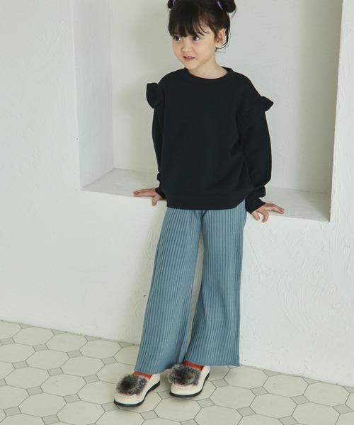 pairmanon トレーナー 裏毛 袖フリル 長袖トレーナー キッズ