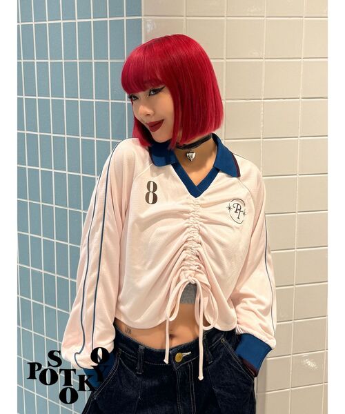 jouetie tシャツ 「Something ×PosTokyo」Front gather Sporty