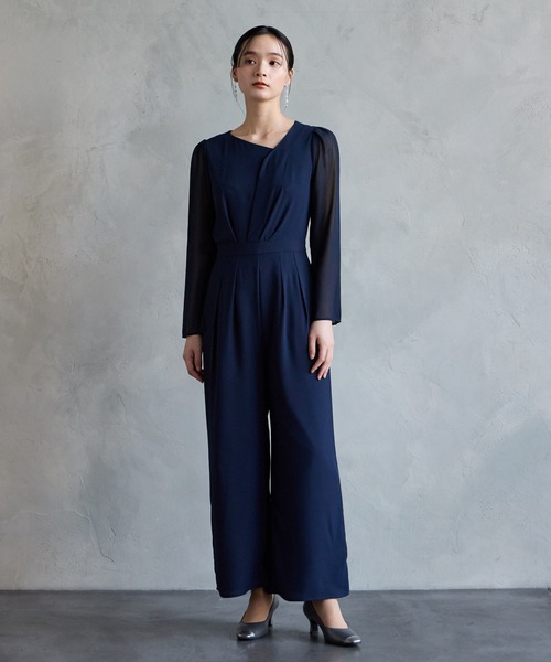 【試着のみ】Aimer エメ パンツドレス オールインワン AIMER パンツドレス アシンメトリーネックラメスリーブ