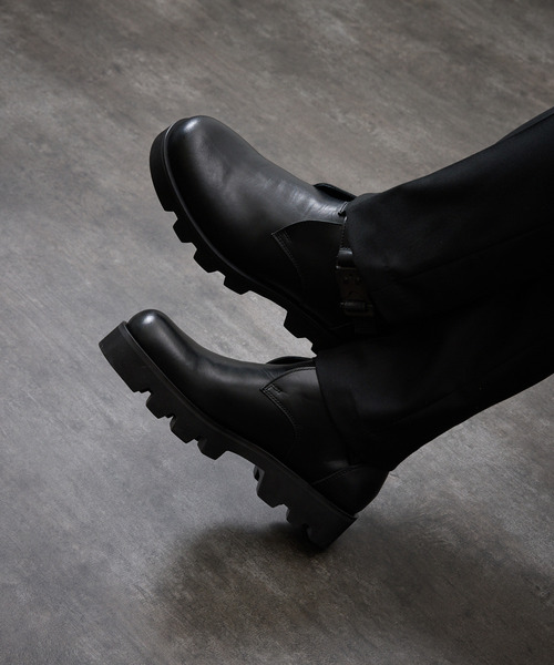 ブラックレザーブーツ パドローネ27.5 PADRONE（パドローネ） ブーツ パドローネ / BL SIDE GORE BOOTS
