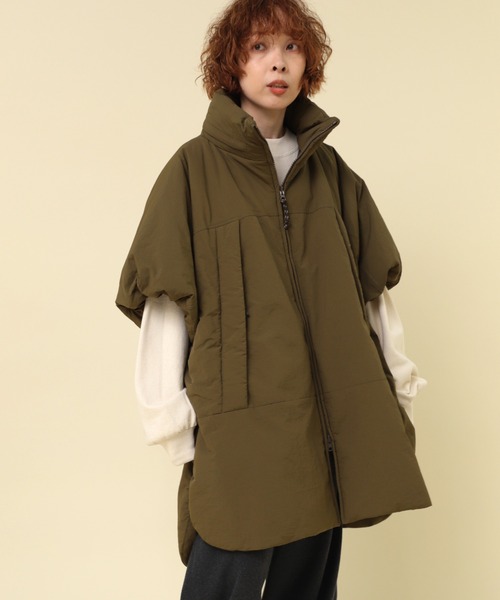RNA N／スタンドカラーパデッドポンチョ カーキ RNA-N｜C0780 スタンド