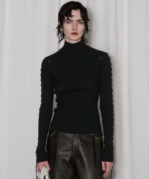 PRANK PROJECT ニット セーター メリノウールレースアップタートル  