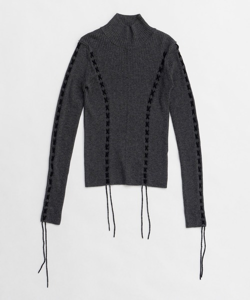 PRANK PROJECT ニット セーター メリノウールレースアップタートル  