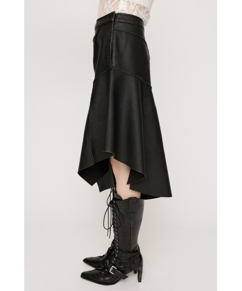 SLY（スライ） スカート RANDOM HEM F/LEATHER M/SK ランダム ヘム