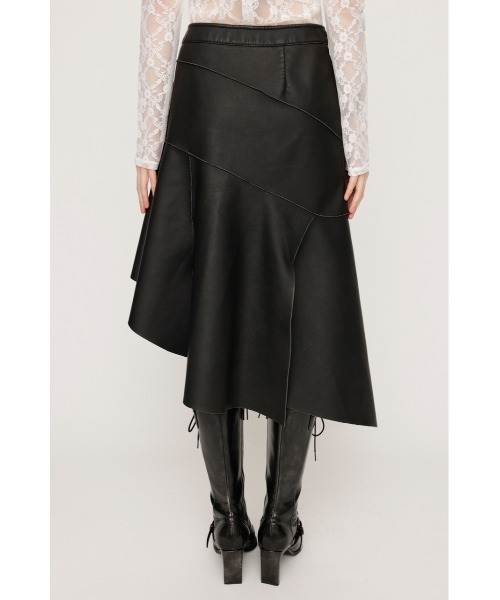 SLY（スライ） スカート RANDOM HEM F/LEATHER M/SK ランダム ヘム