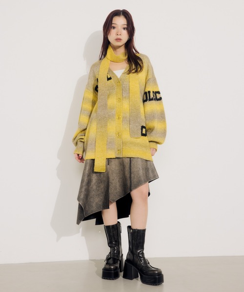 SLY（スライ） スカート RANDOM HEM F/LEATHER M/SK ランダム ヘム