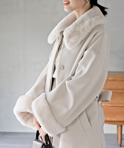 r・p・s（アールピーエス） ステンカラーコート コート フェイクファー