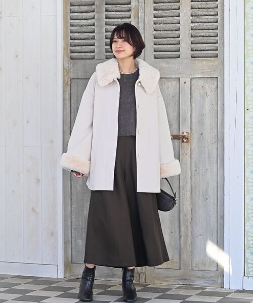 r・p・s（アールピーエス） ステンカラーコート コート フェイクファー