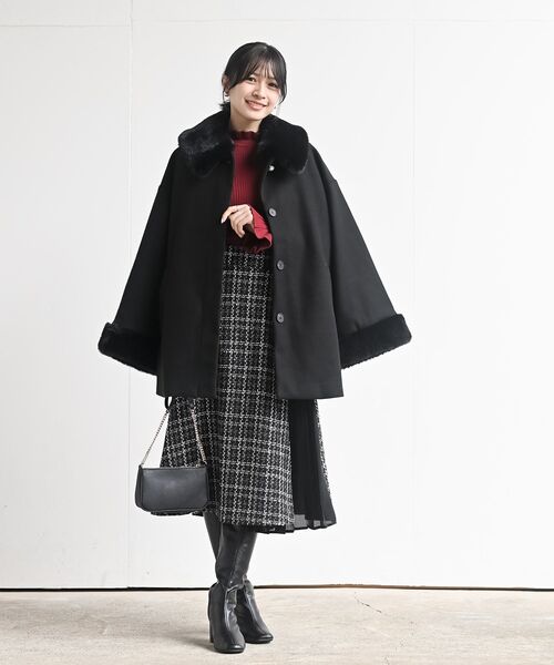 r・p・s（アールピーエス） ステンカラーコート コート フェイクファー