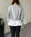 tシャツ パール付きレース袖ドッキングペプラム...の詳細画像4