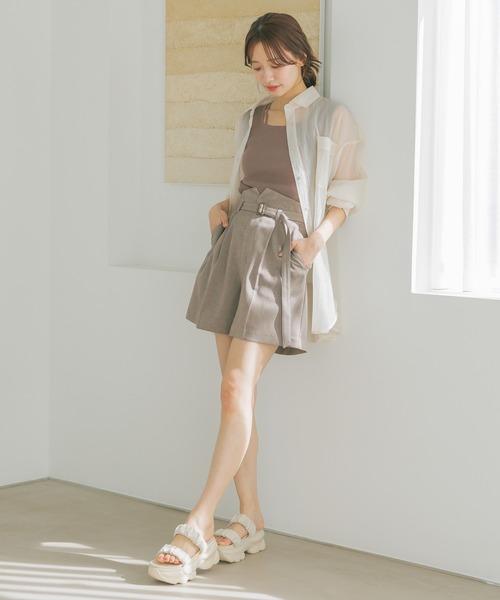 mysty woman パンツ 「セットアップ着用可」ベルテッドショート
