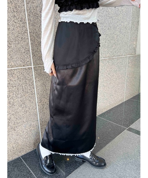 WC スカート 「2点セット」シアーエプロンセットサテンロングスカート