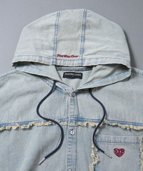 Starting Over パーカー Fringe denim one point hoodie
