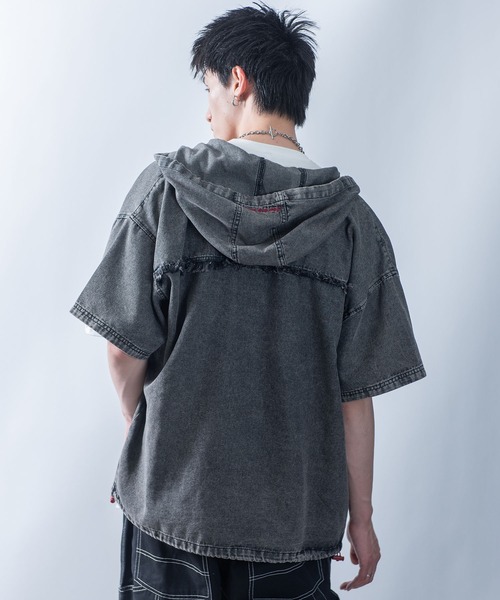 Starting Over パーカー Fringe denim one point hoodie