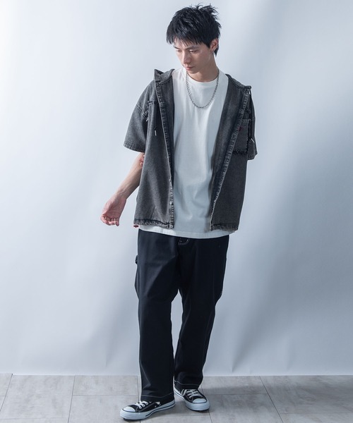 Starting Over パーカー Fringe denim one point hoodie