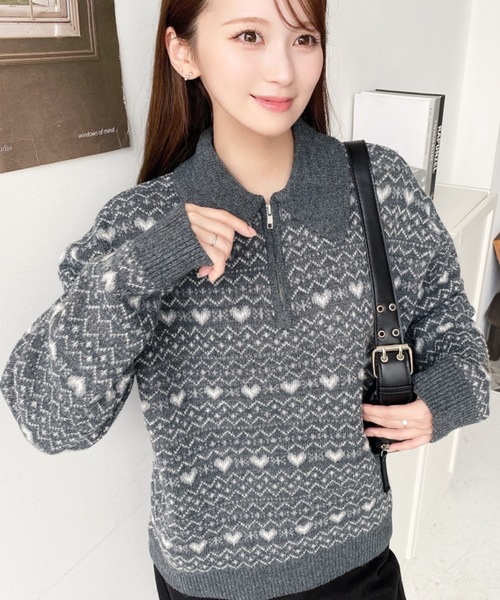 ニュースペーパー柄ニットプルオーバー0 楽天市場】【半額クーポン対象】ハート柄 フェザーニット プルオーバー