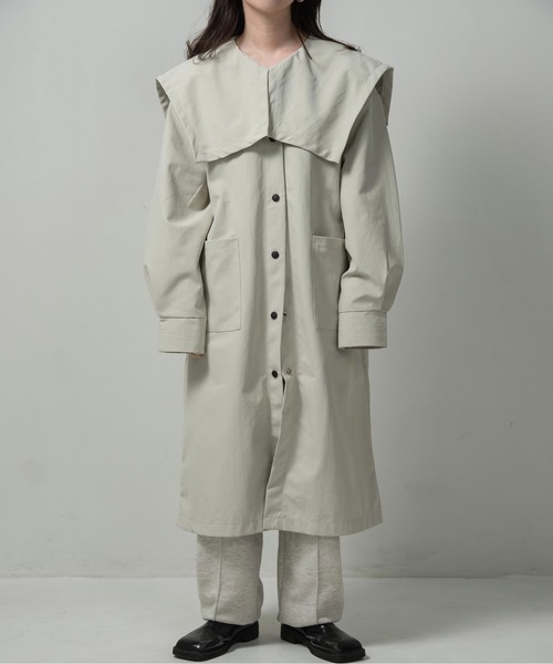 lawgy ビッグカラーアクセントボタントレンチ lawgy トレンチコート コート big collar accent button trench